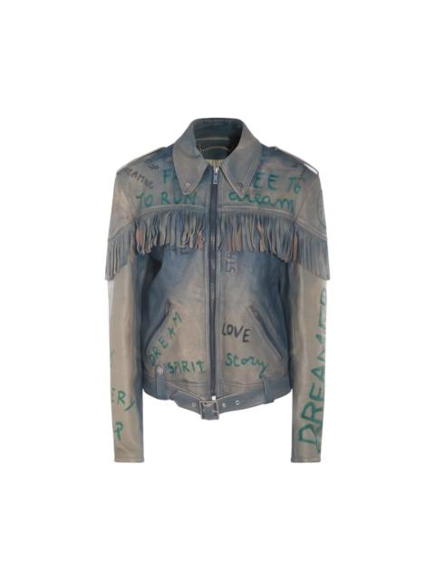 Golden Goose Light Blue Leather Jacket