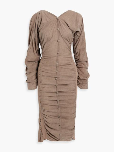 Acne Studios Ruched wool-blend midi dress