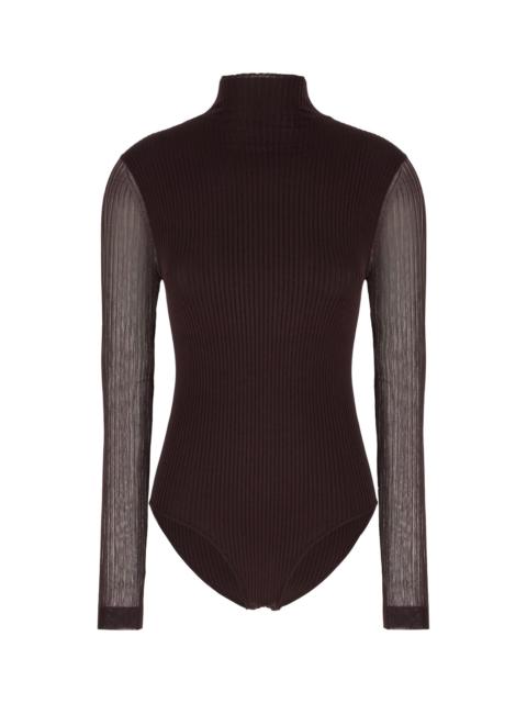 Aubergine Stretch Viscose Blend Bodysuit