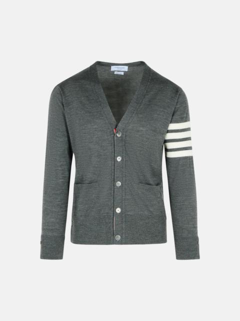 Thom Browne '4-BAR' GREY VIRGIN WOOL CARDIGAN