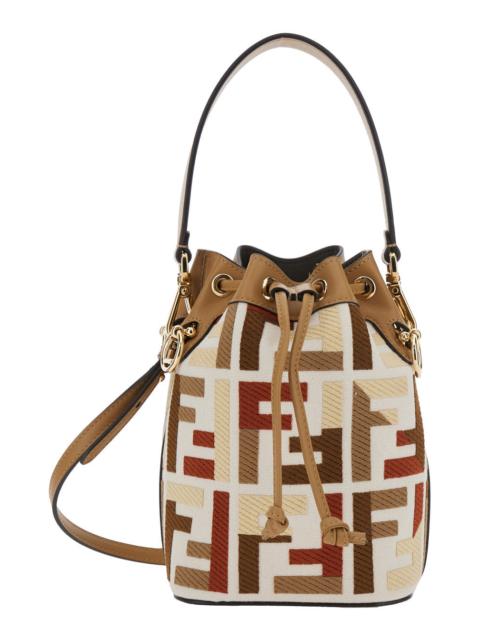 FENDI Fendi Women 'Mon Tresor' White Minibag With Drawstring In Ff Fabric Woman