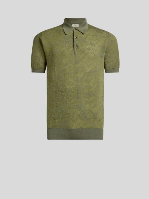 Etro KNIT COTTON POLO SHIRT WITH FLORAL PAISLEY MOTIF