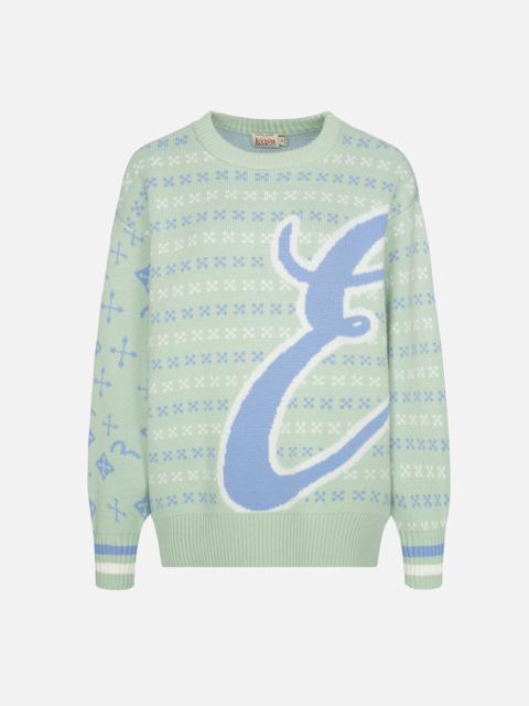 EVISU Logo Calligraphy Jacquard Knitted Sweater