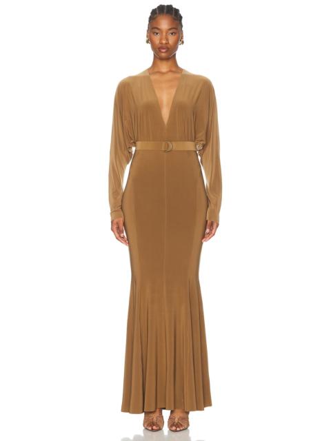 NORMA KAMALI Dolman V Neck Fishtail Gown