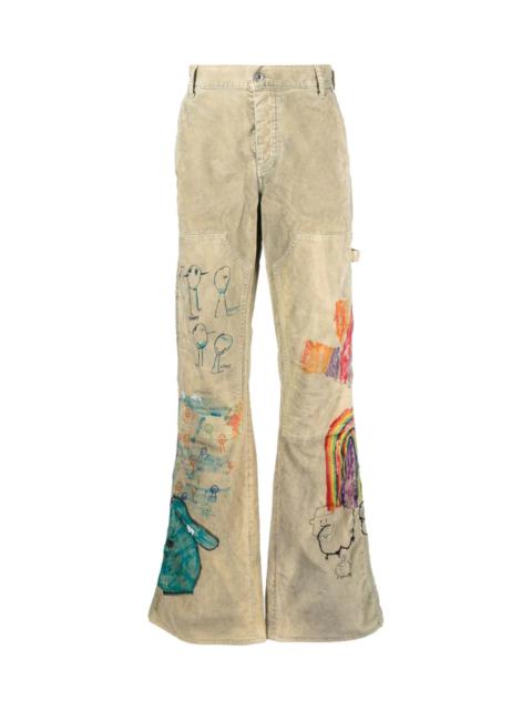 Off-White CARTOON FLARED CARPENTER PANTS
