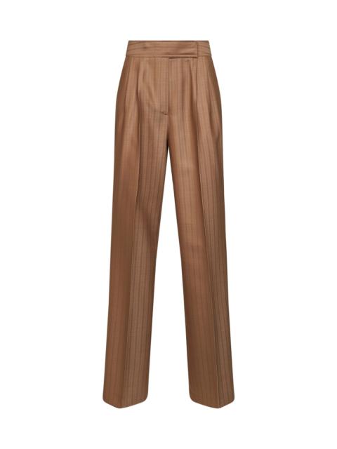 Etro Etro Women Camel Striped Wool Jacquard Double-Pleat Trousers