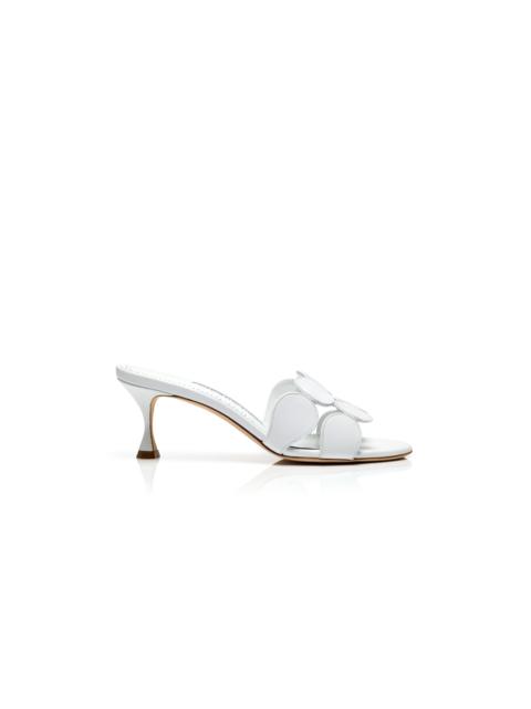 Manolo Blahnik White Nappa Leather Mules