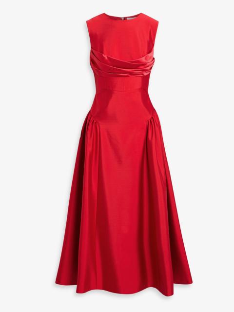 RACHEL GILBERT Sawyer satin-trimmed wool and silk-blend midi dress