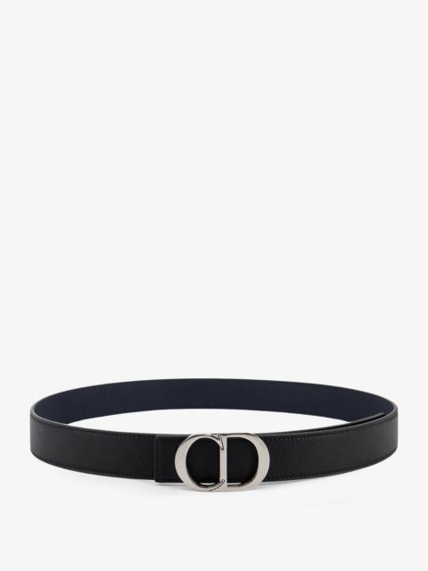 Dior Dior Men Hammered Leather Belt With Metal Cd Logo