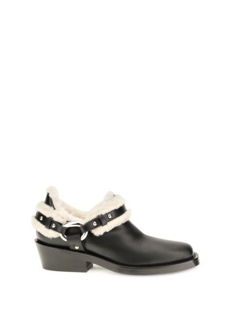 rabanne Rabanne Shearling Trim Biker Ankle Boots Black
