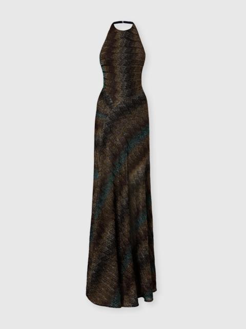 Missoni Missoni Snake-pattern Viscose Lamé Gown With Halter Neck in Green& Brown at Nordstrom