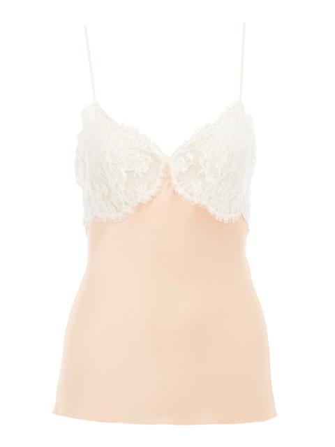 Chloé Lace-Trimmed Silk Satin Lingerie Top light pink