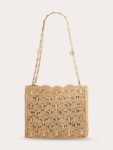 rabanne Iconic 1969 Wave Chainmail Embellished Raffia Shoulder Bag