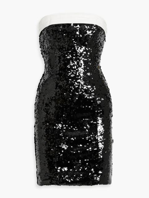 Alice + Olivia Sibella strapless bow-detailed sequined tulle mini dress