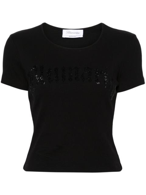 Blumarine Blumarine Women Logo Ribbed Cotton Cropped T-Shirt