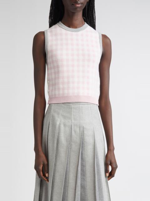 Thom Browne Thom Browne Fun-Mix Gingham Check Bird's Eye Cashmere Sweater Vest in Seasonal Combo at Nordstrom