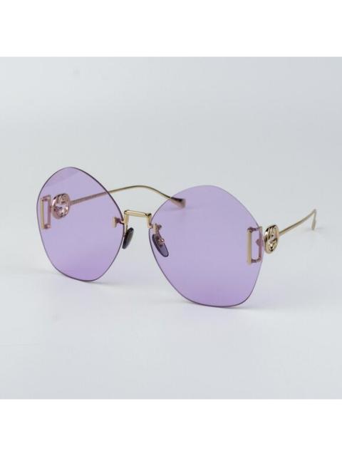 GUCCI Gucci Women Sunglasses Gold Chain Violet Round GG1203S 001 NEW AUTHENTIC