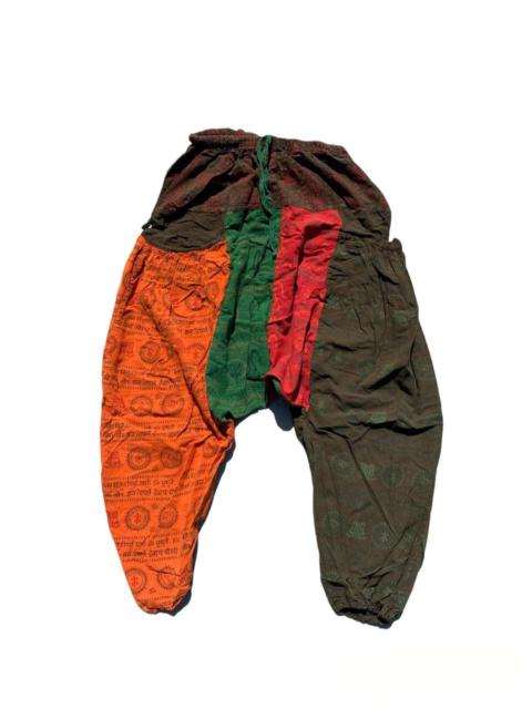 Other Designers Japanese Brand - Vintage Script Logo Colorblock Drop Crotch Pants Elastic