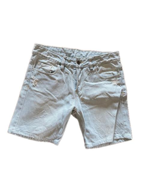 Ksubi Ksubi Light Wash Crash Distressed Cross Denim Shorts 28