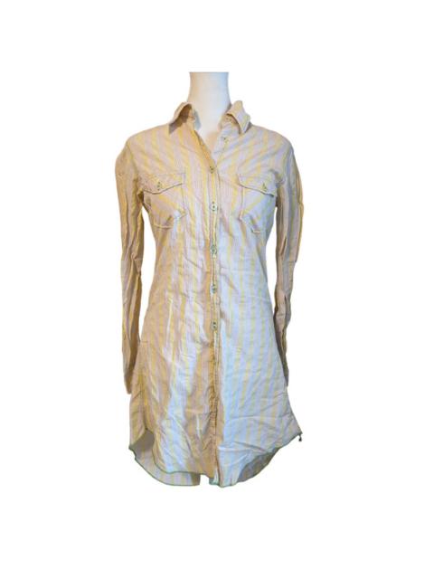 Other Designers Arnold Zimberg - Vintage Arnold Zimbery Hollywood Yellow Striped Button Up Shirt Dress XS