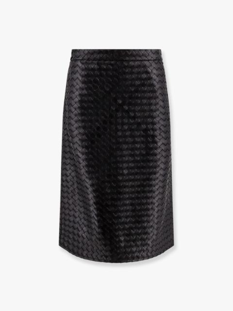 Leather skirt with Intrecciato motif