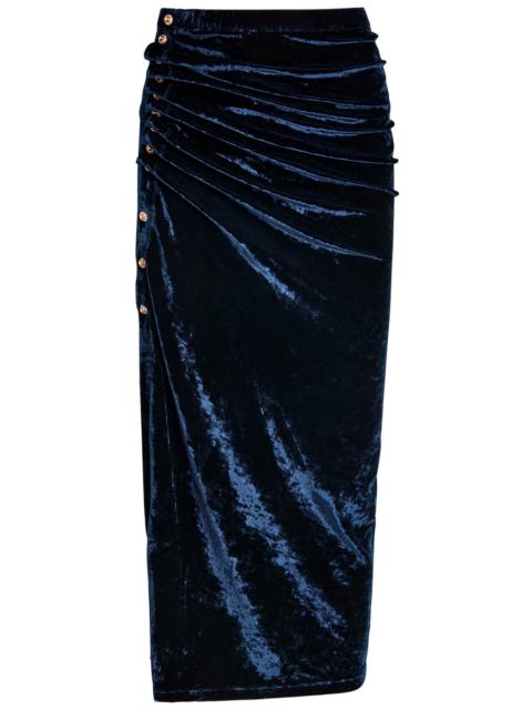 rabanne Rabanne Draped Velvet Midi Skirt