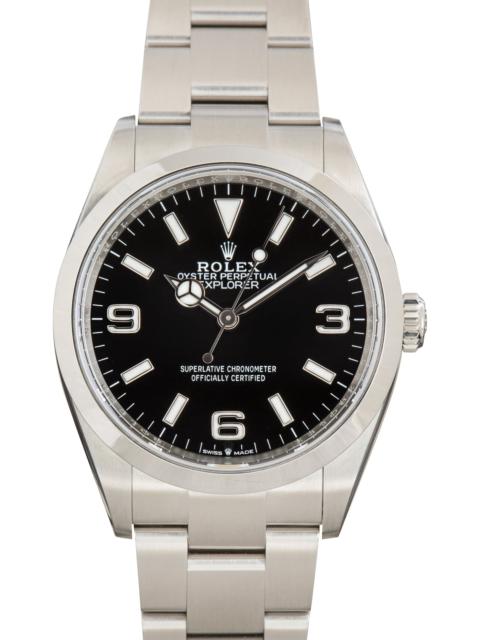 ROLEX Used Rolex Explorer Black Arabic Dial Ref 124270 Oyster Band