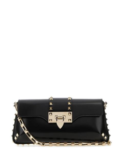 Valentino Garavani Woman Black Leather Rockstud Shoulder Bag