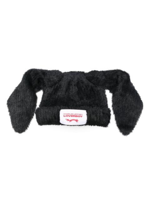 CHARLES JEFFREY LOVERBOY FLUFFY CHUNKY RABBIT BEANIE (BLACK)