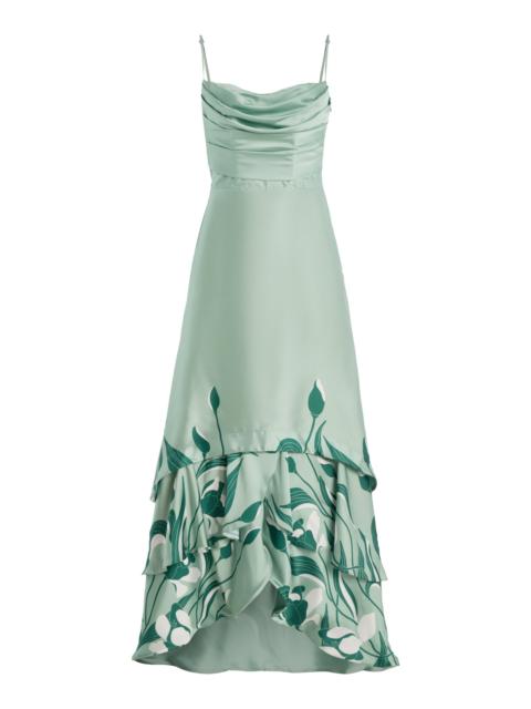 ANDRES OTALORA Exclusive Floreada Tulip-Printed Satin Maxi Dress green