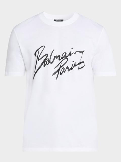 Balmain Men's Cotton Lipstick Logo T-Shirt