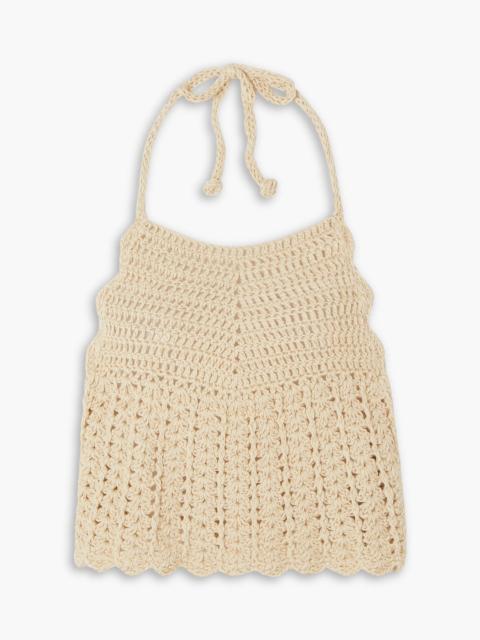 Other Designers Malen cropped crocheted cotton halterneck top