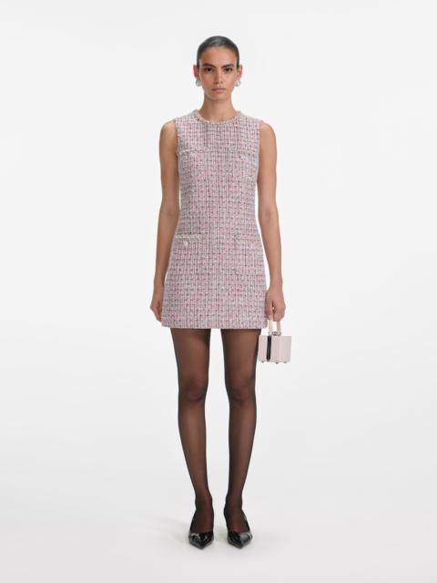 self-portrait Pink Boucle Sleeveless Mini Dress