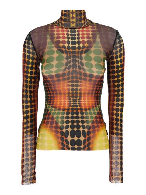 Jean Paul Gaultier Jean Paul Gaultier Women Multicolor Top With High Neck And All-Over Print In Tech Fabric Woman