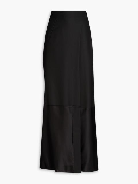 Victoria Beckham Twill-paneled satin maxi wrap skirt