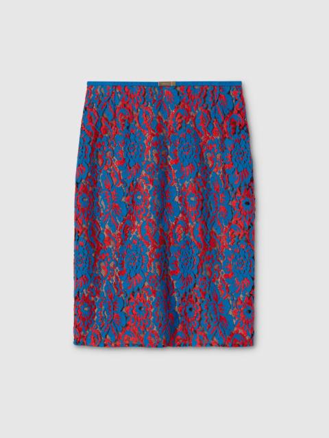 GUCCI Floral lace wool skirt