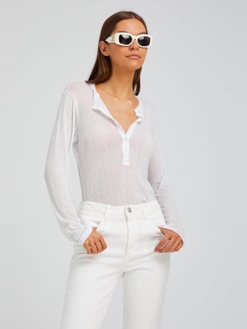 SPRWMN WHITE POINTELLE LONG SLEEVE HENLEY