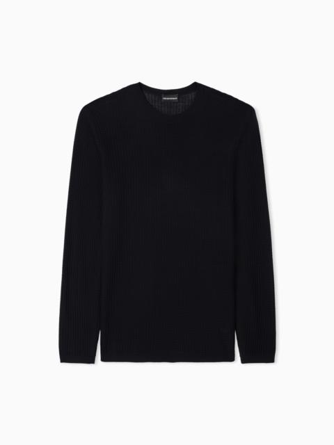 EMPORIO ARMANI LYOCELL-BLEND JUMPER IN A TUCK STITCH