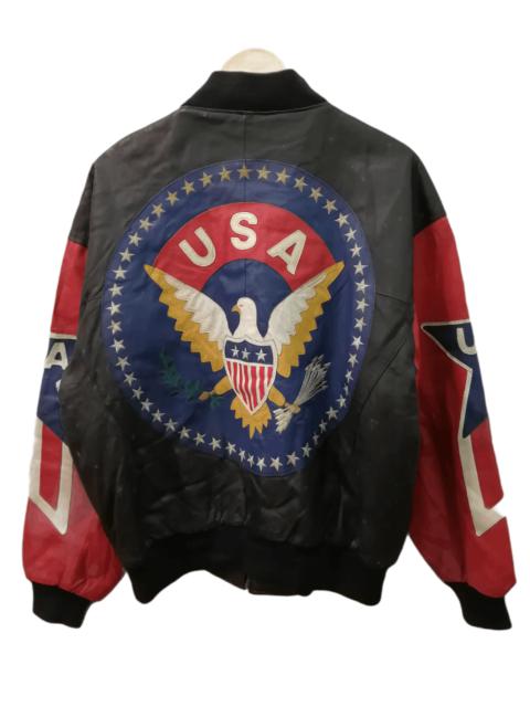 Other Designers Rare!! GIN URBAN Varsity Usa Patch Leather Jacket