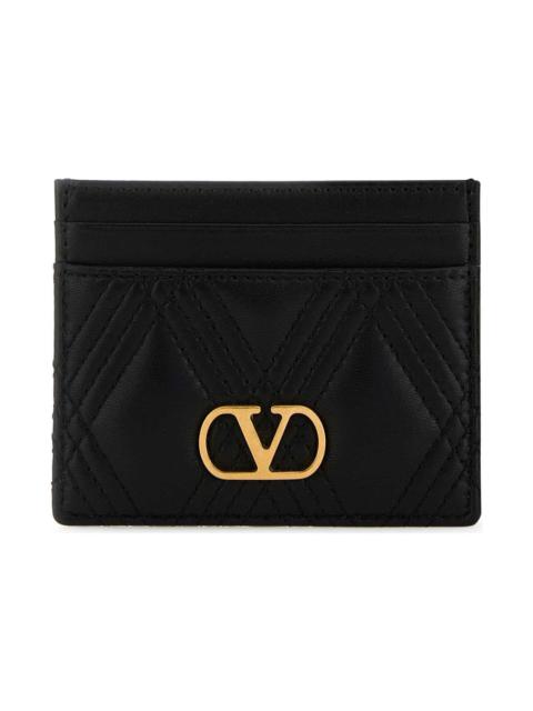 Valentino Black Nappa Leather Quiltie 67 Card Holder