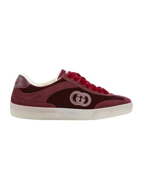 GUCCI GUCCI G75 $990 Women's Bordeaux Velvet Sneakers New & Authen
