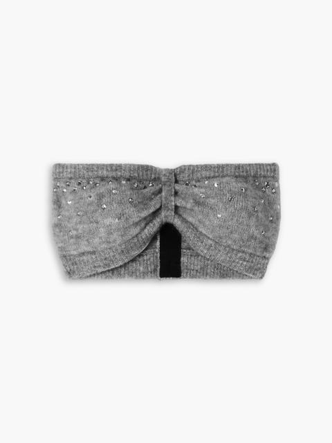 Alessandra Rich Cropped crystal-embellished knitted top