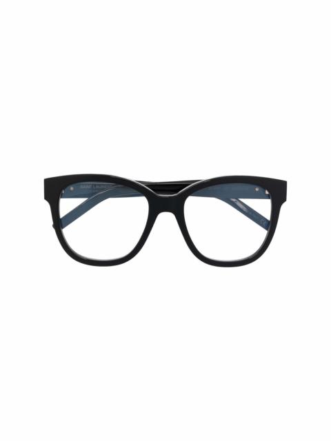 SAINT LAURENT polished-effect oversize-frame glasses