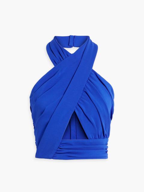 Balmain Cropped ruched jersey halterneck top
