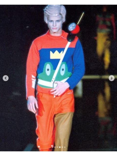 Other Designers W&LT - F/W 96 - Frog Prince Intarsia Knit Sweater