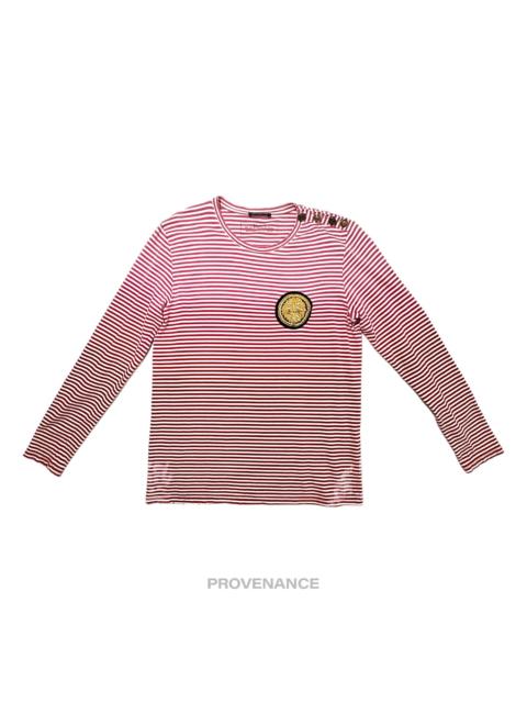 Balmain Balmain Striped Long Sleeve T-Shirt - Red White