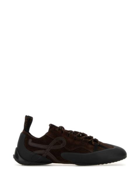 Loewe Loewe Women Brown Suede Grip Sneakers
