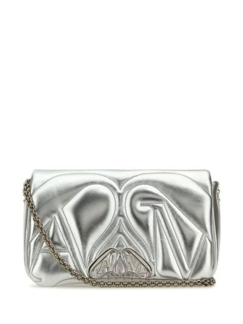Alexander Mcqueen Woman Silver Leather Small Seal Shoulder Bag