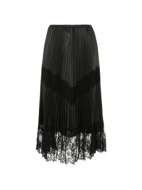 Valentino Valentino Garavani Pleated Lace Trim Midi Skirt