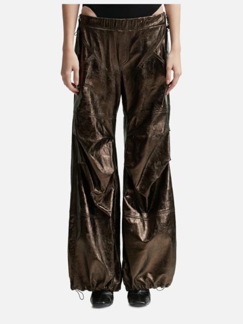 ANDREĀDAMO WET LEATHER CARGO PANTS